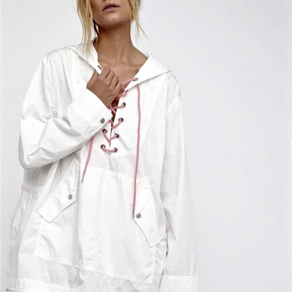 Free People White Jacket with‎ Pink Laces - Picture 3 of 7